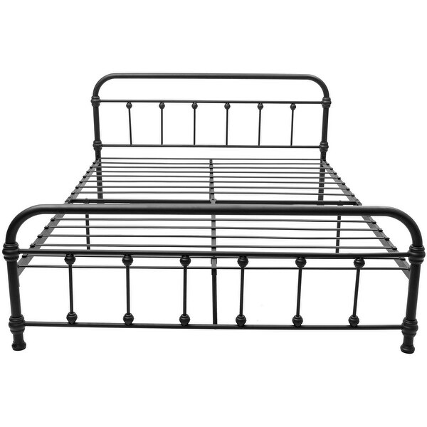 Queen Size Metal Steel Bed Frame W Stable Metal Slats Headboard Footboard Black Bedding Beds Bed Frames