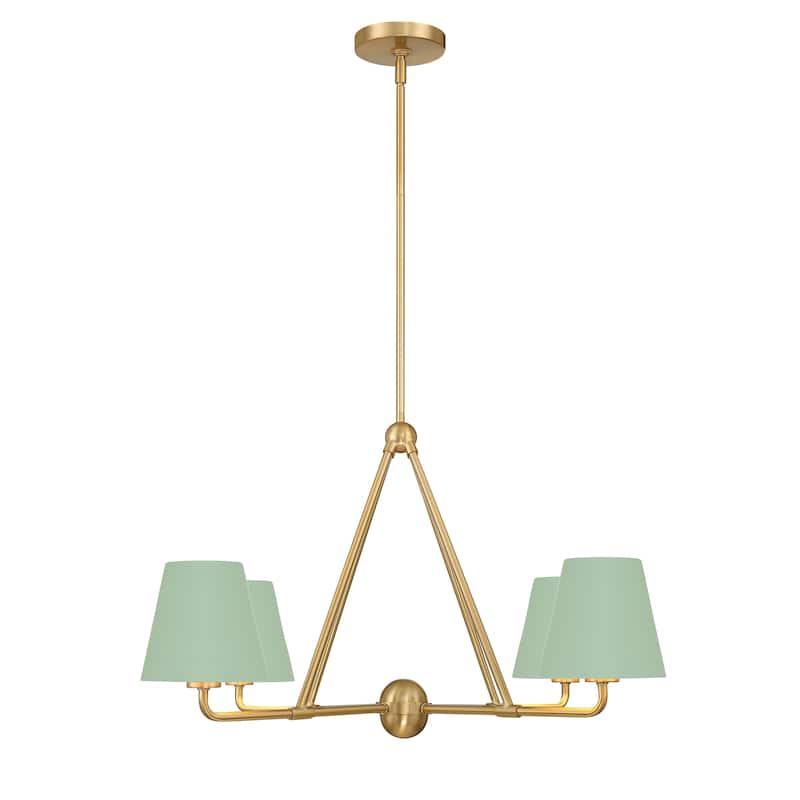 Xavier 4 Light Vibrant Gold and Green Chandelier - 31.75"W x 17"H x 31.75"D