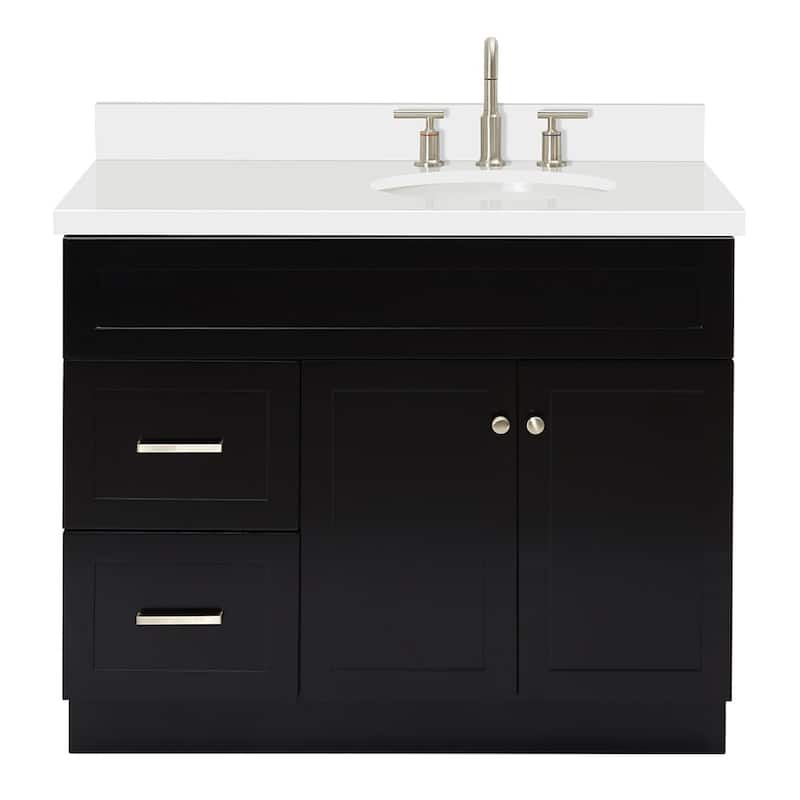 Ariel F043SRWQOVO Hamlet 42" Free Standing Single Basin Vanity Set - Black / Pure White Top - Anthracite Finish