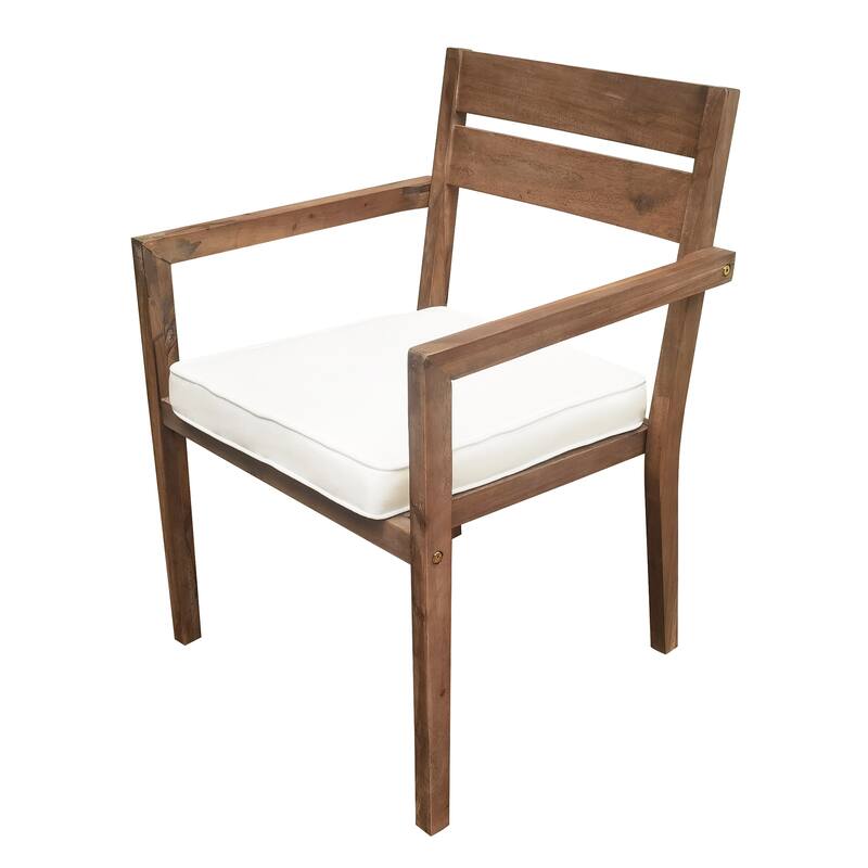 7 Pieces Acacia Wood Outdoor Dining Set with Cushions,Modern 6 Chairs and 1 Large Table, Dining Furniture Set