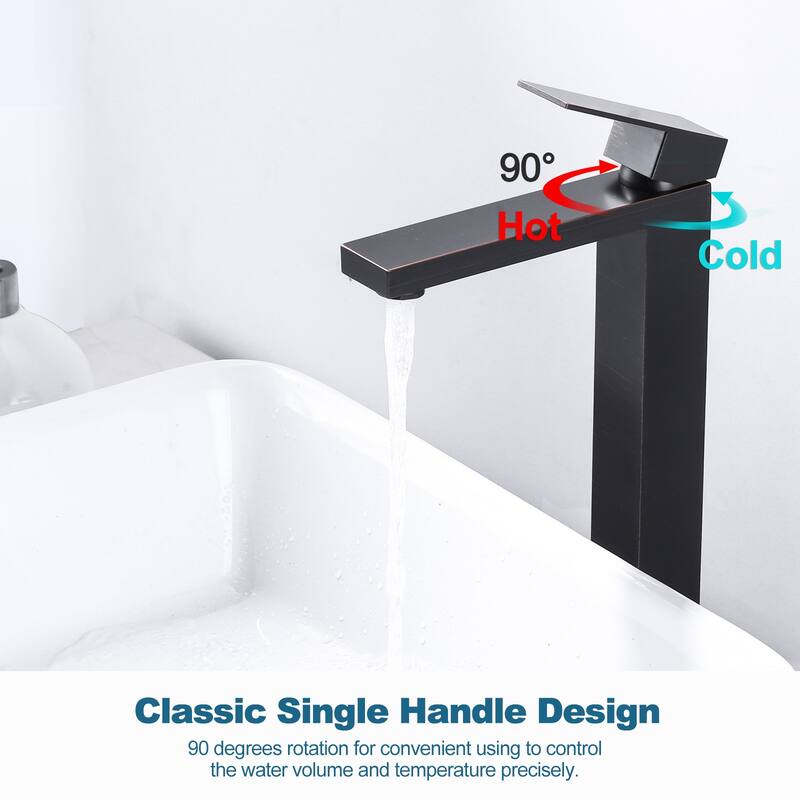 WOWOW Single Handle Single Hole High Arc Bathroom Vessel Faucet