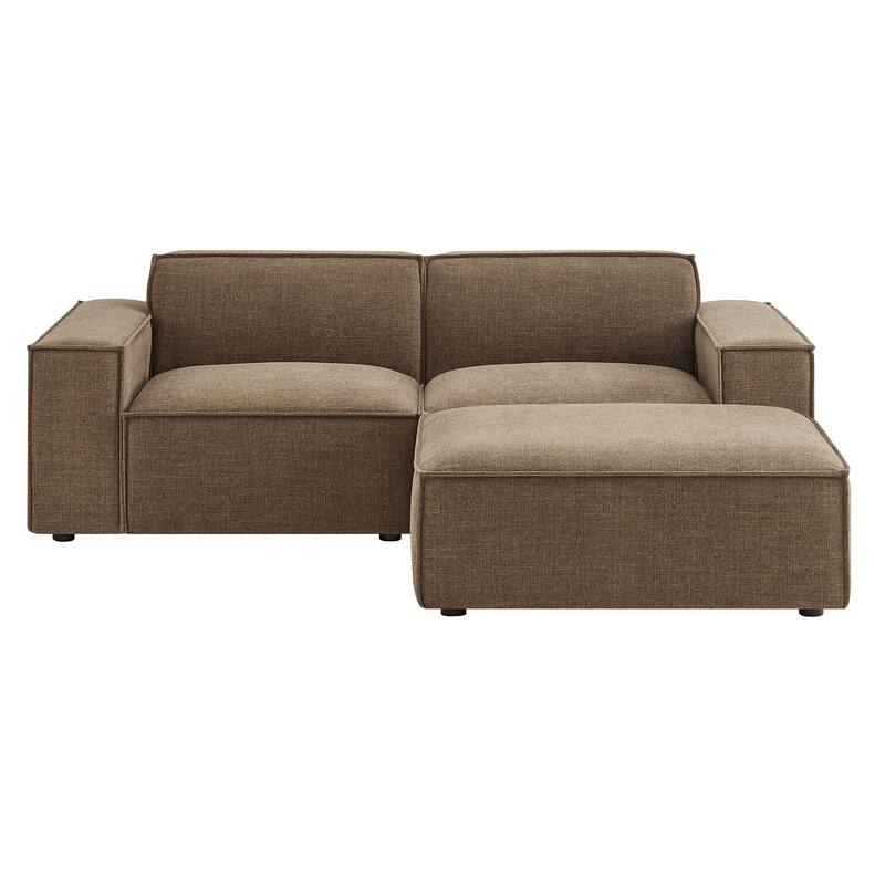 Restore 3-Piece Performance Fabric Upholstered Modular Loveseat with Ottoman