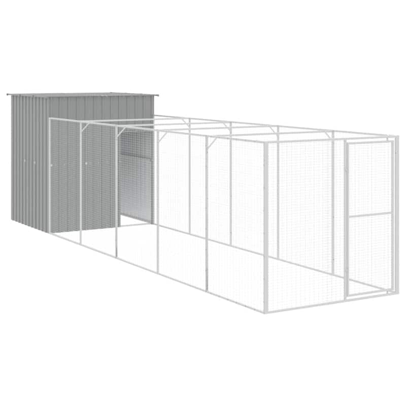 vidaXL Dog House Outdoor Dog Kennel Crate Shelter with Run Galvanized Steel