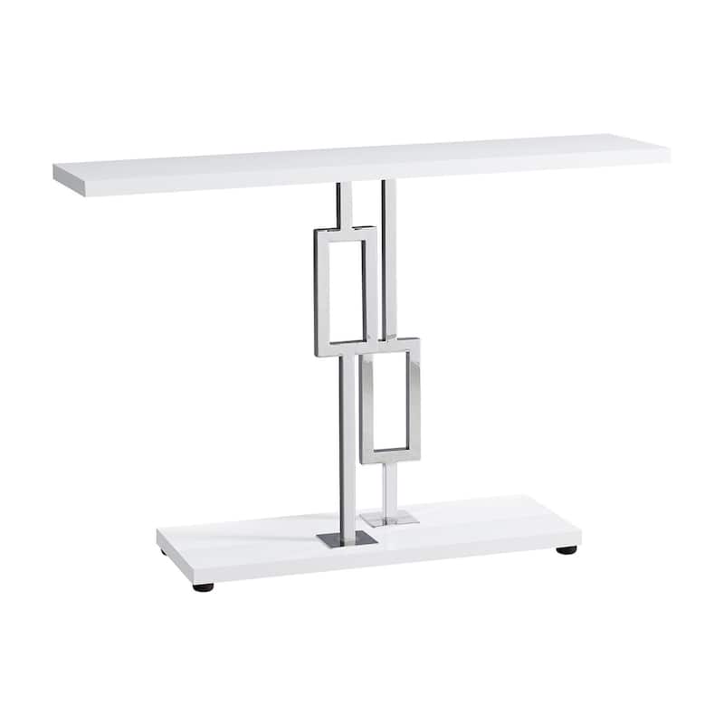 HomeRoots 47" White Floor Shelf Console Table With Storage - 47.25 in. x 31.75 in. x 12.00 in.