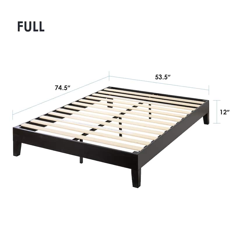 Grand Solid Wood 12-inch Platform Bed Frame by Crown Comfort