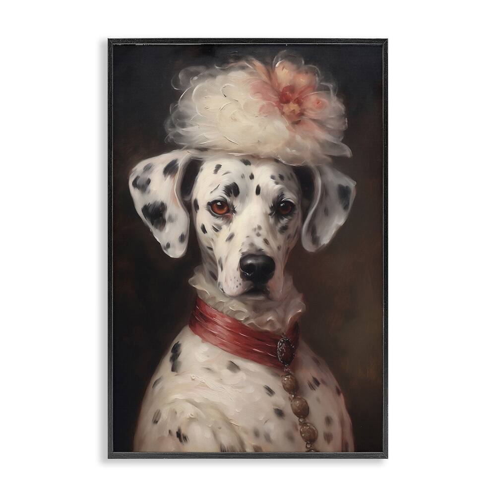 Stupell Dalmatian with Fancy Hat Portrait Framed Giclee Art Design By Wumples