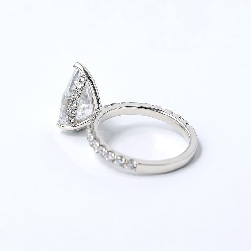 Kobelli 3.3 Carat Lab Grown Diamond Solid 14k Gold Pear Hidden Halo Payton Ring