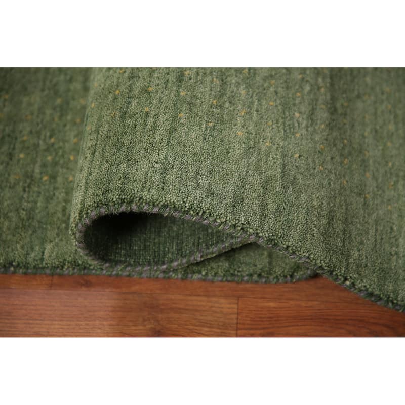 Green Gabbeh Indian Area Rug Handmade Wool Carpet - 5'0" x 7'11"
