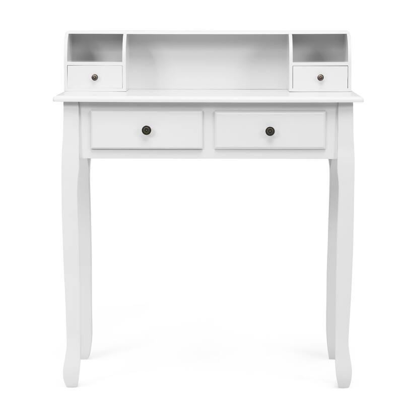 Costway Writing Desk Mission White Home Office Computer Desk 4 Drawer