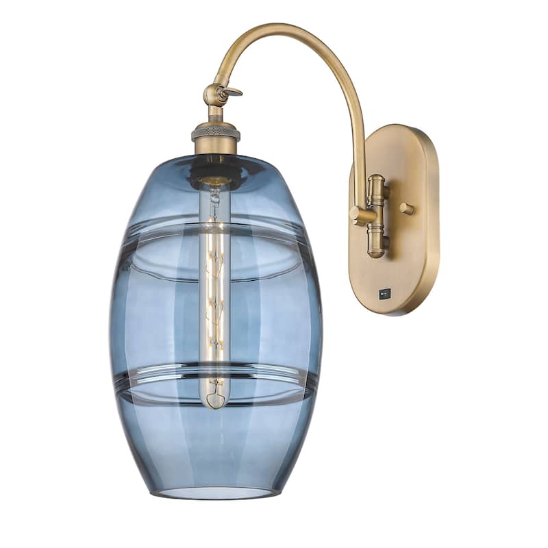Innovations Lighting 518-1W-13-8 Vaz Sconce Vaz 13" Tall Wall Sconce - Brushed Brass / Blue