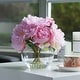 preview thumbnail 1 of 14, Enova Home Artificial Silk Peony Fake Flowers Arrangement in Round Glass Vase with Faux Water - 10"H x 10"W Pink