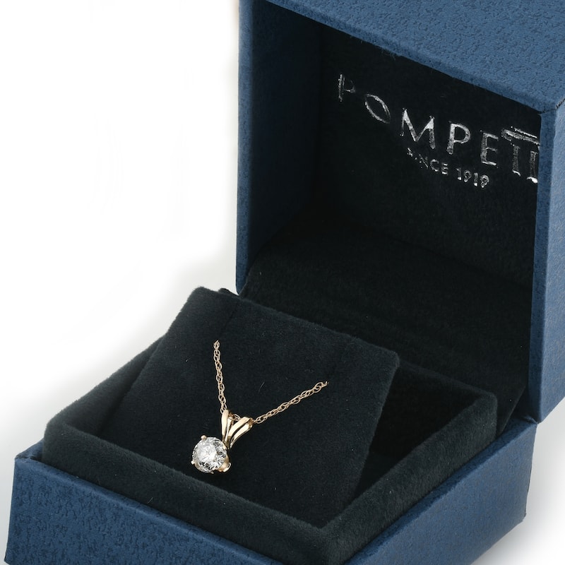 .55 Ct TW Round Diamond Solitaire Pendant Yellow Gold