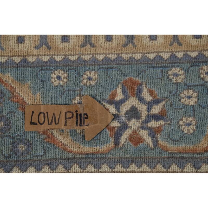 Light Blue Tabriz Persian Vintage Area Rug Hand-Knotted Wool Carpet - 9'7"x 12'6"