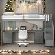 preview thumbnail 2 of 8, Twin Loft Bed with Built-in Desk and Double Storage Drawers, Grey