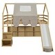 preview thumbnail 5 of 16, Full Size Wooden Loft Bed House-shaped Frame with a Tent, Natural+Beige