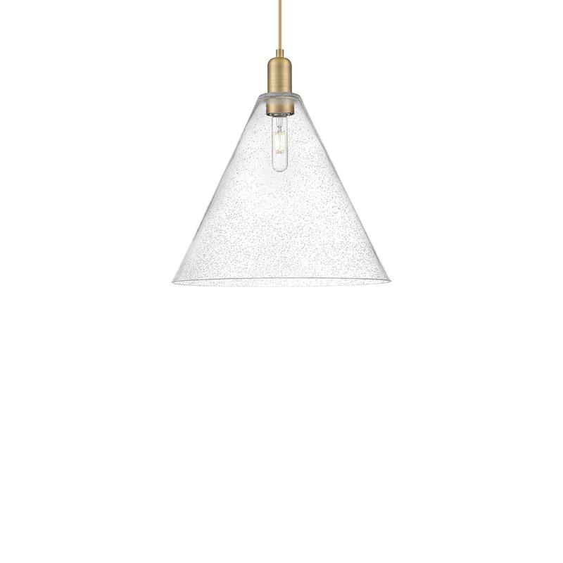Innovations Lighting 716-1P-18-16 Berkshire Glass Pendant Berkshire - Brushed Brass / Seedy