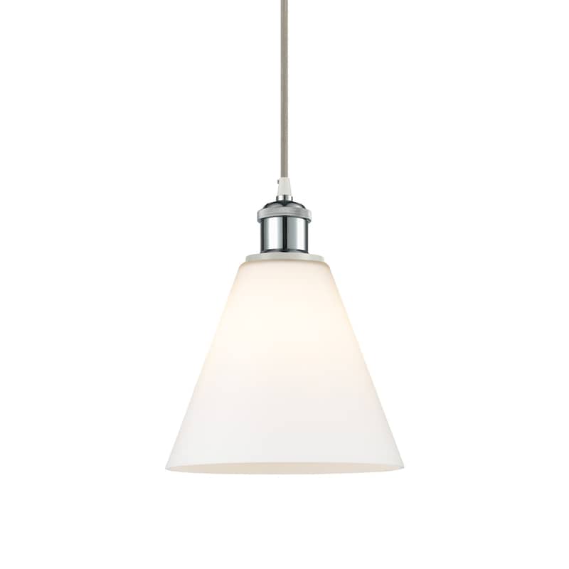 Innovations Lighting 516-1P-12-8 Berkshire Pendant Berkshire 8" Wide - White and Polished Chrome / Matte White