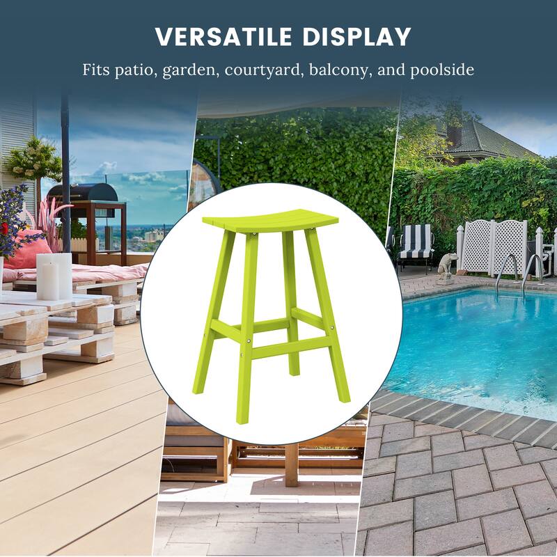 Laguna Hdpe All Weather Outdoor Patio 29" Saddle Seat Bar Stool (Set Of 3)