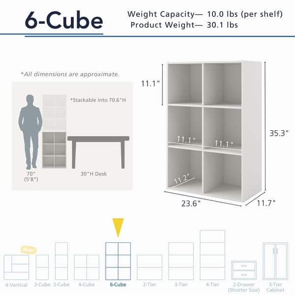 dimension image slide 8 of 9, DH BASIC Modern Stackable Storage Organizer Bookcase with Doors