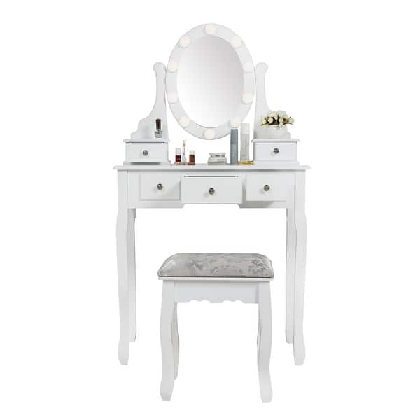 5 Drawer Round Mirror Dresser with LED lights Bed Bath & Beyond
