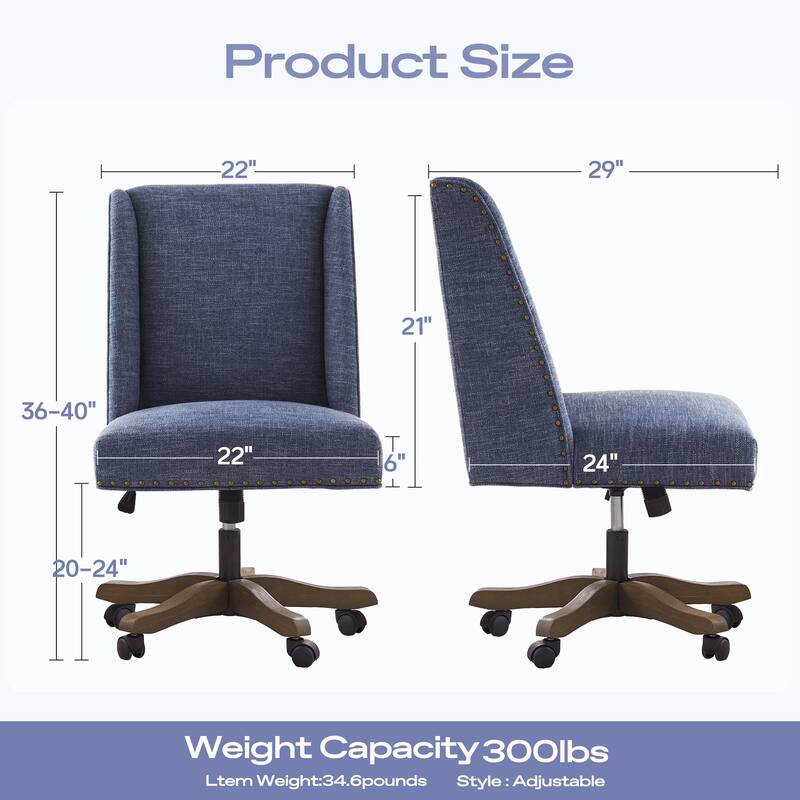 Huimo Home Office Desk Chair with Wheels, 360° Swivel