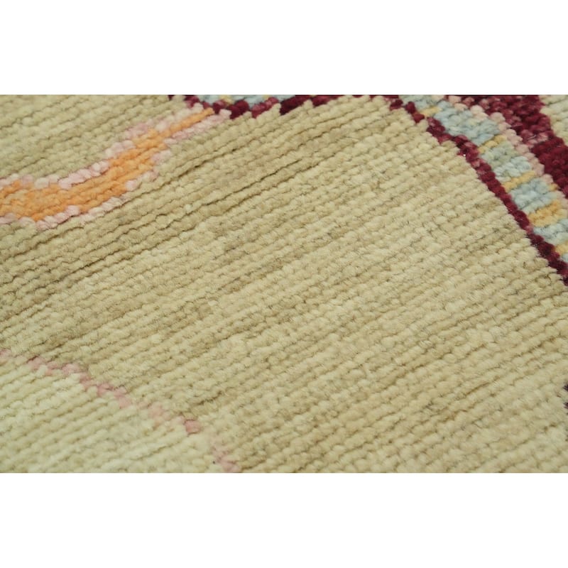 Vegetable Dye Wool Oushak Turkish Area Rug, Medallion Geometric Carpet - 12' 1'' X 9' 0''