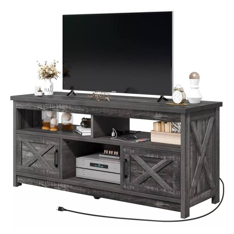 TV Stand for 65 in with Power Outlet Entertainment Center Gray - 59"