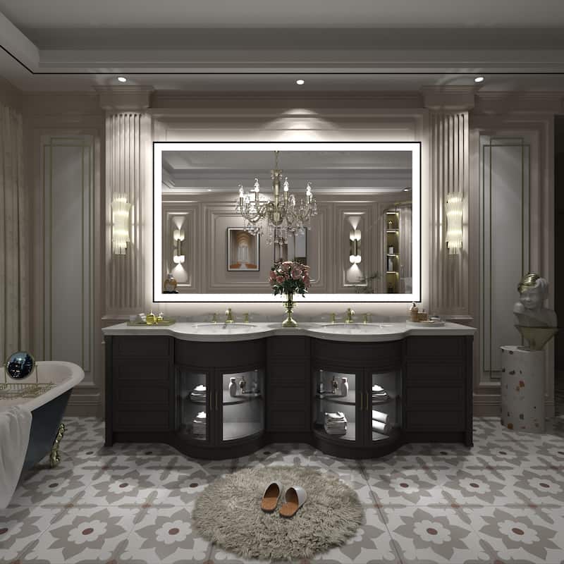 Front & Back LED Anti-Fog Tempered Glass Framed Bathroom/Vanity Mirror 3-Year Warranty