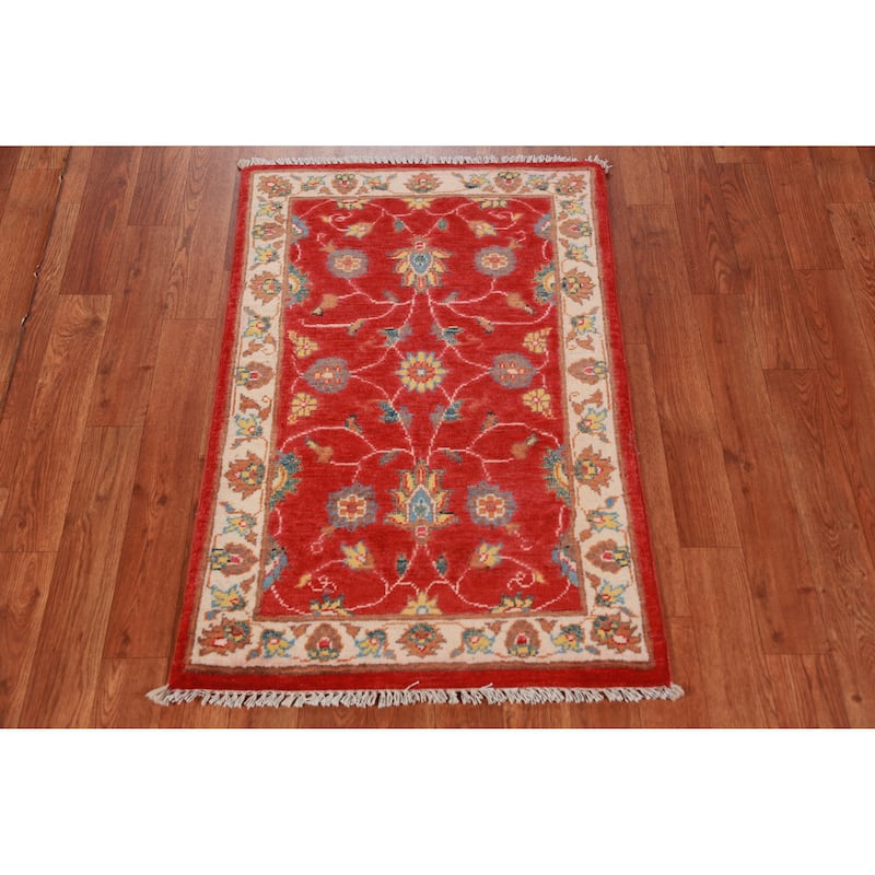 Traditional Red Kazak Oriental Rug Hand-Knotted Wool Carpet - 2'0" x 3'0"