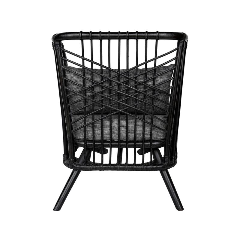 Cushioned Rattan Wooden Chair - 30.75" - Black and Gray