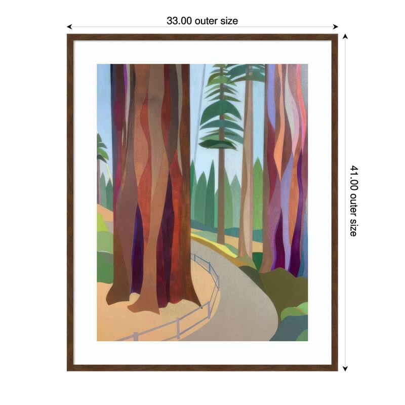Farewell Sequoia by Melba Browne Wood Framed Wall Art Print - Carlisle Brown Narrow - 33 x 41 in