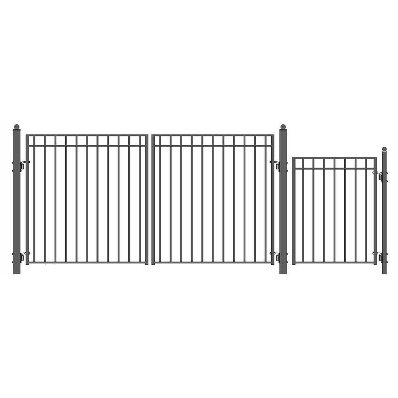 ALEKO Madrid Style 12 ft Steel Dual Black Driveway Gate with Pedestrian Gate