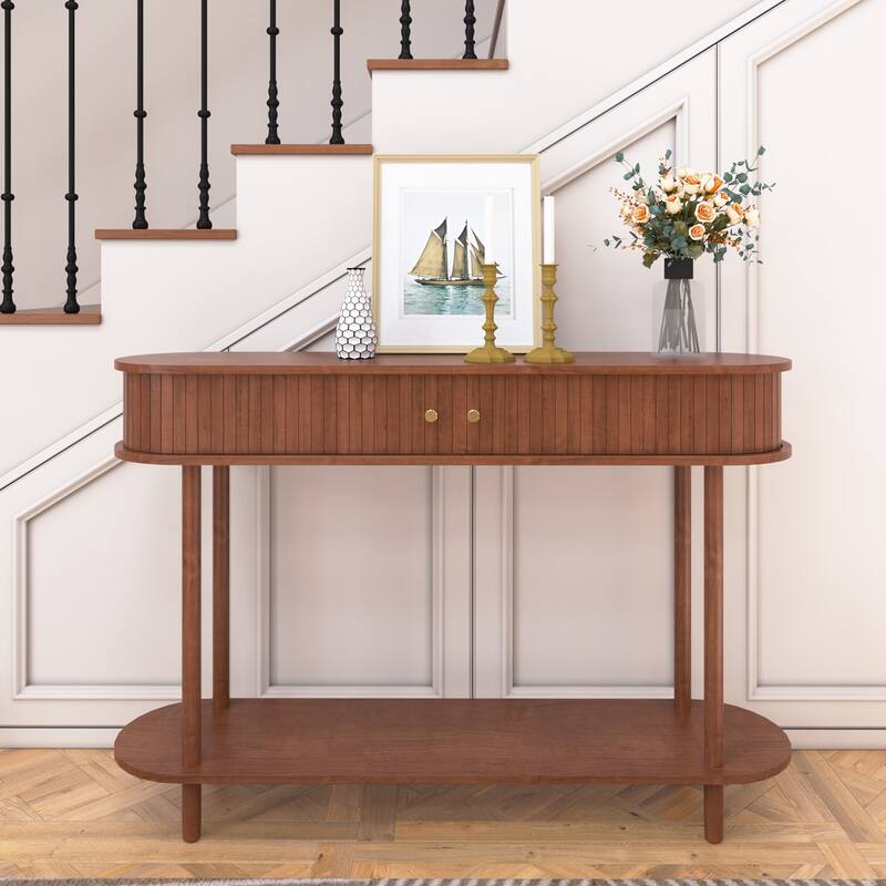 Modern Console Table with Wood Tambour Door