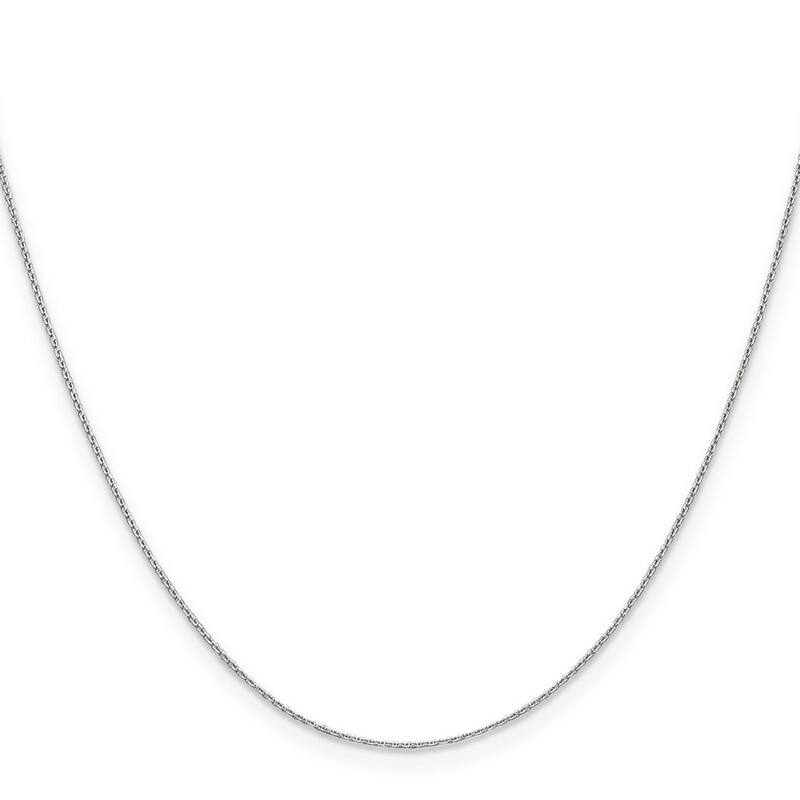 Curata 14k White Gold Solid 0.65mm Diamond Cut Cable Chain Necklace Options: 16 18 20 22 24