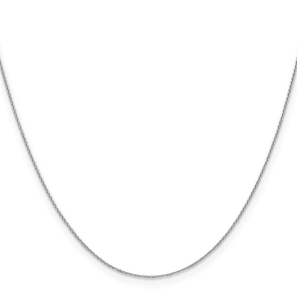 Curata 14k White Gold Solid 0.65mm Diamond Cut Cable Chain Necklace Options: 16 18 20 22 24