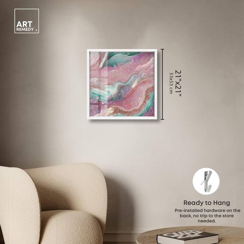 Pink and Mint Crystal III Shadowbox by Art Remedy