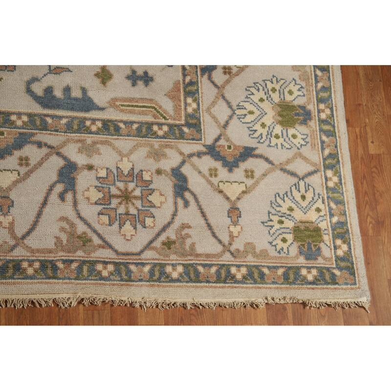 Earth Tone Oushak Indian Area Rug Living Room Handmade Wool Carpet - 9'2" x 11'10"