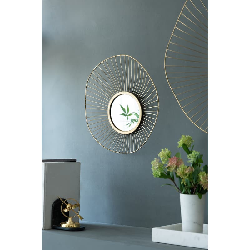 Set of 3 Abstract Designed Wall Decor Mirror - Gold