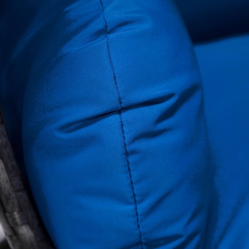 LeisureMod Charcoal Single Seater Rattan Wicker Egg Swing Hanging Chair for Indoor Outdoor Patio Porch Backyard Garden