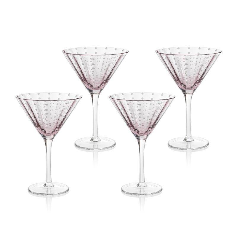 Pescara White Dot Martini Glasses, Set of 4