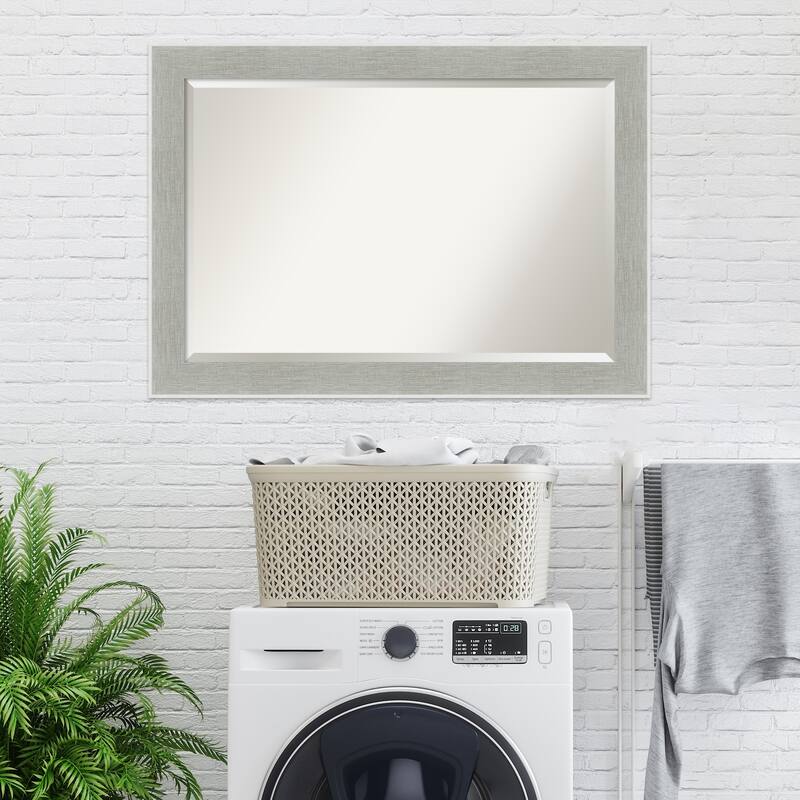 Beveled Wall Mirror - Glam Linen Grey Frame - Glam Linen Grey