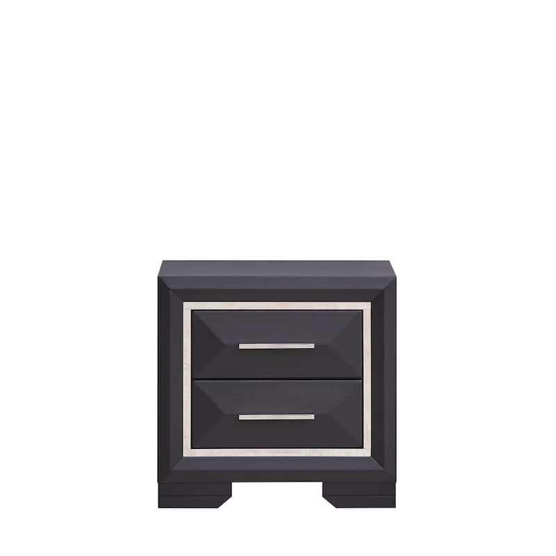 Modern Bedroom Cabinet with Two Drawers Storage Nightstand Bedside Table for Bedroom - Black