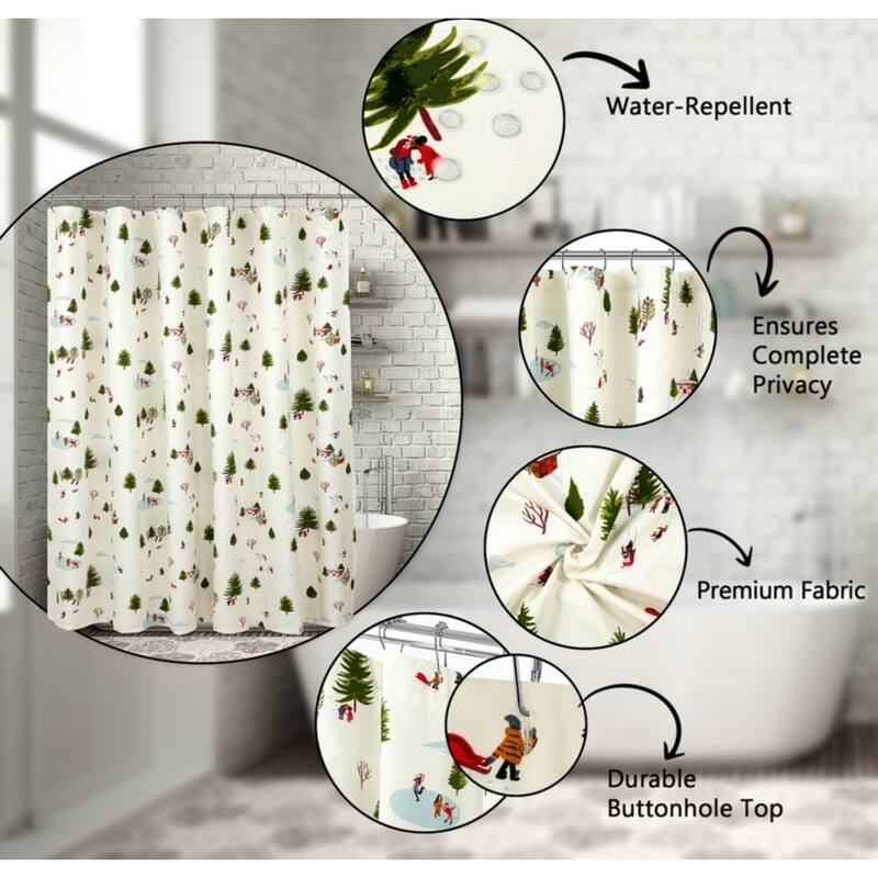 Royale Linens Pack of 1 Double Brushed Microfber 1800 Thread Printed Shower Curtain for Bathroom 72 Inches X72 Inches