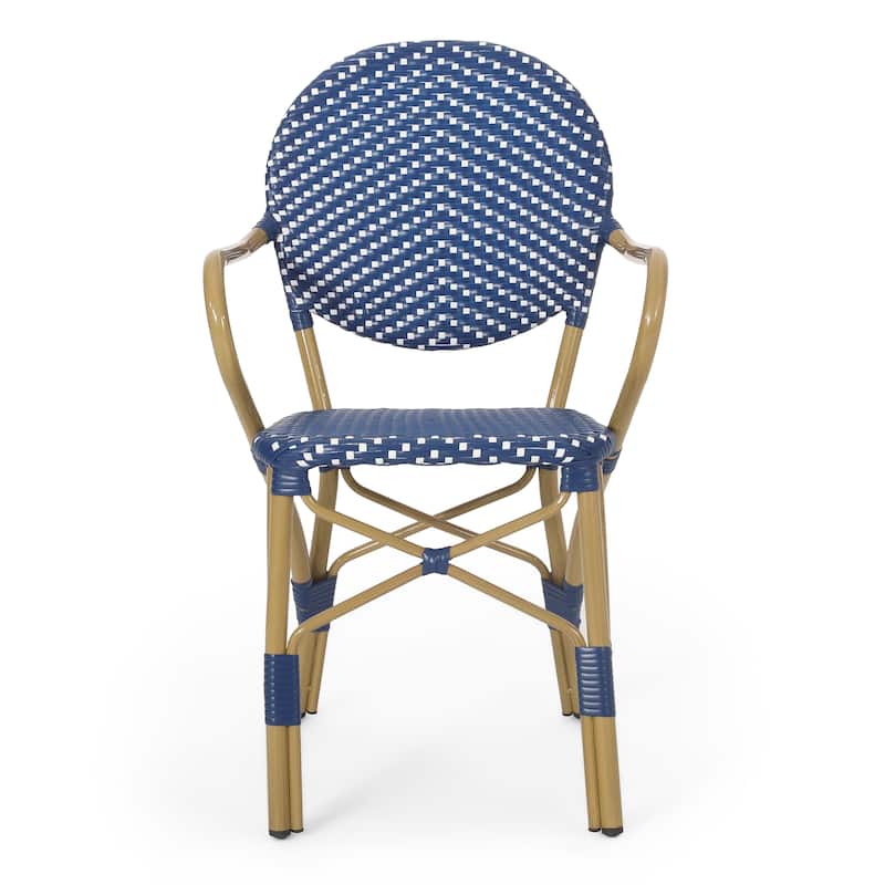 Paul Outdoor Aluminum and Wicker Outdoor French Cafe Set by Christopher Knight Home