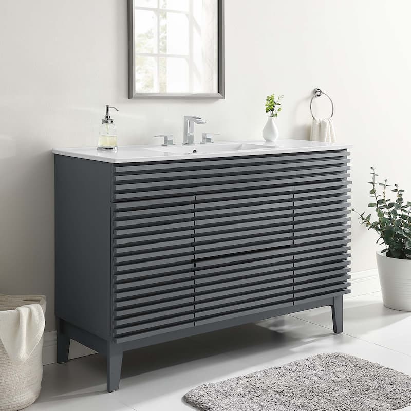 Render 48" Single Sink Bathroom Vanity - Gray White