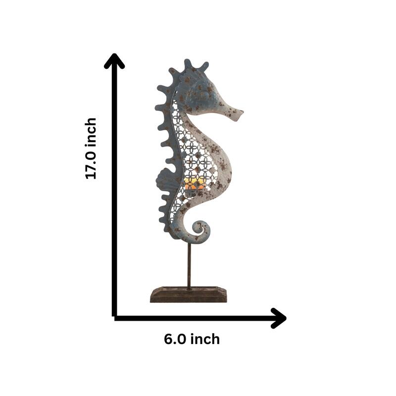 Transpac Metal 17 in. Multicolor Spring Sea Horse Tealight Holder