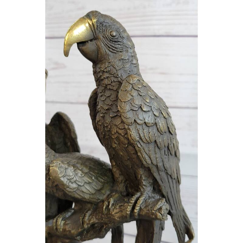 Collector Edition Signed Original Milo Three Brazilian Parrots Bronze Sculpture