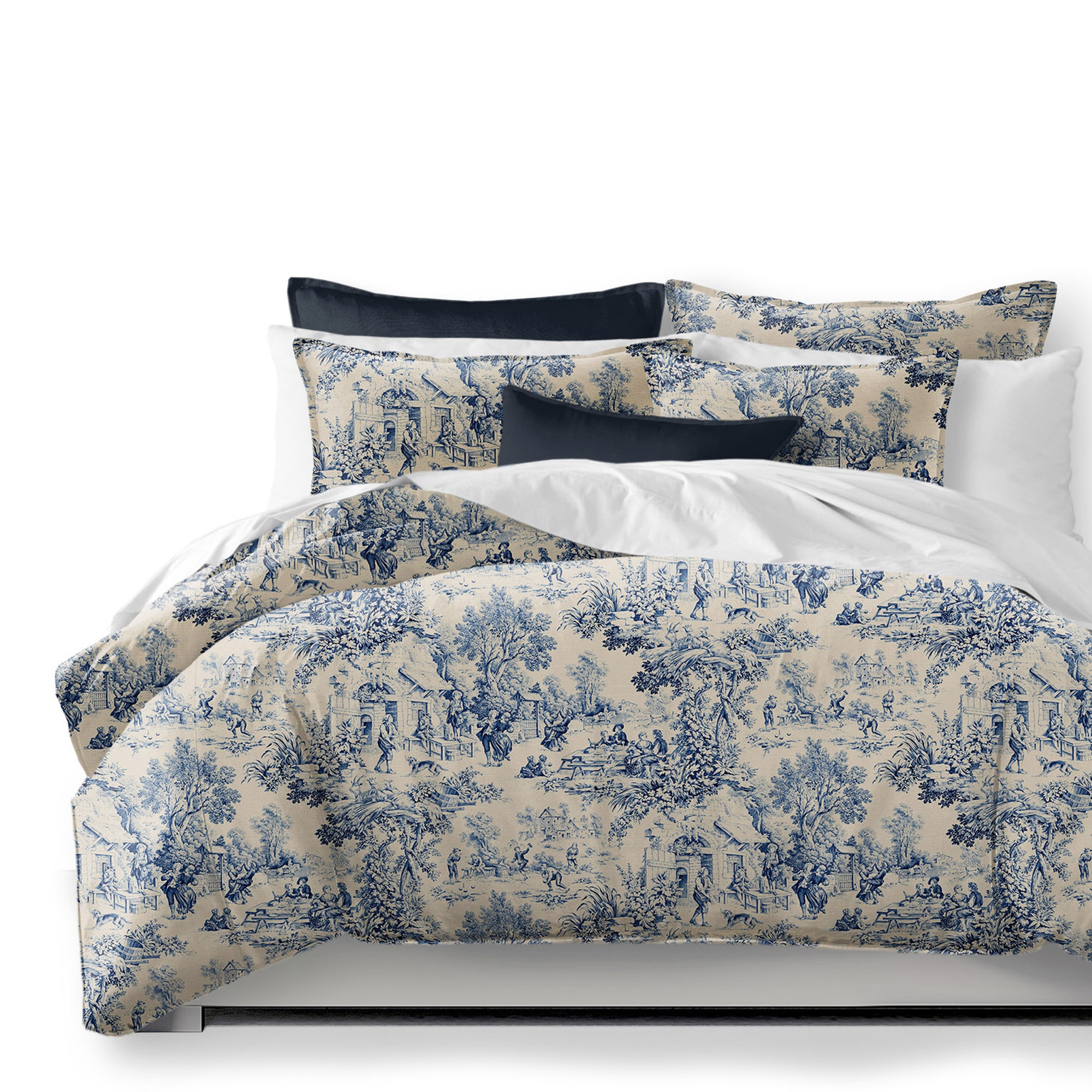 Blue toile pillow shams hot sale