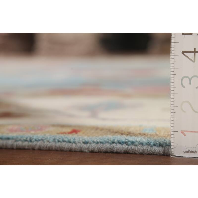 Light Blue Oushak Oriental Area Rug Handmade Floral Wool Carpet - 9'0"x 11'10"