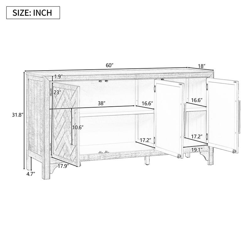 Stylish Pine Veneer Cabinet with Ample Storage & Adjustable Shelves for Living Room & Study Organization
